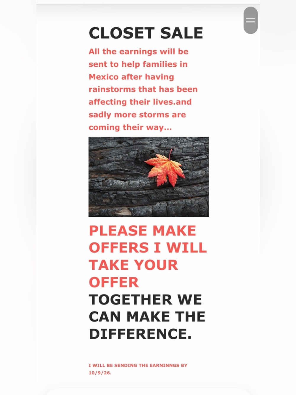 Charitable Closet Sale Poster - families in need